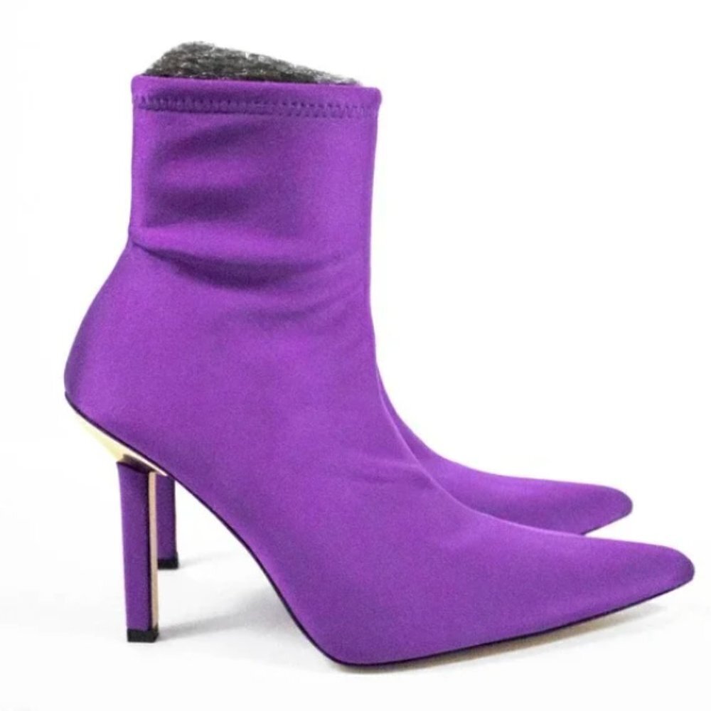 Good American Neoprene Ankle Boots 7.5 Purple NEW NIB pointy